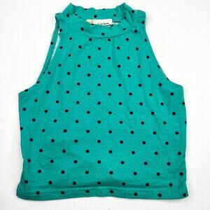 Derek Heart Polka Dot High Neck Crop Tank Medium